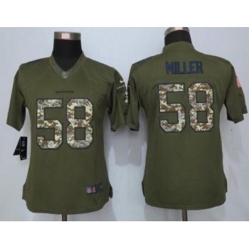 Women's Denver Broncos #58 Von Miller Green Salute to Service NFL Nike Limited Jersey