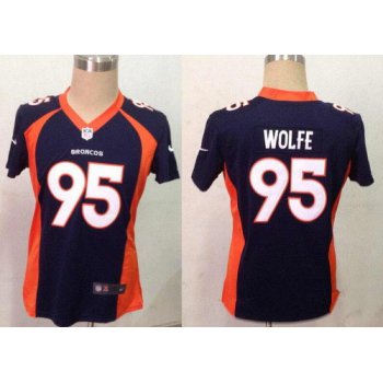 Women's Denver Broncos #95 Derek Wolfe Navy Blue Alternate NFL Nike Game Jersey