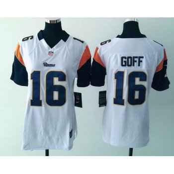 Women's Los Angeles Rams #16 Jared Goff White Road NFL Nike Game Jersey