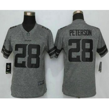 Women's Minnesota Vikings #28 Adrian Peterson Nike Gray Gridiron 2015 NFL Gray Limited Jersey
