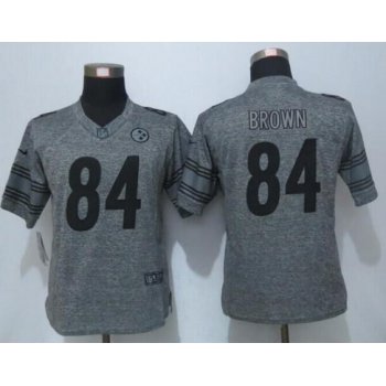Women's Pittsburgh Steelers #84 Antonio Brown Gray Gridiron Nike NFL Limited Jersey