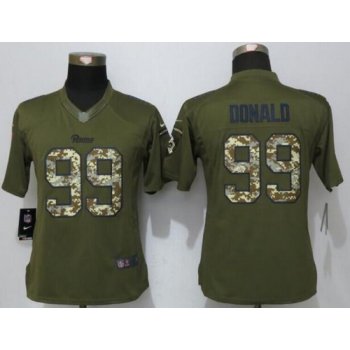 Women's St. Louis Rams #99 Aaron Donald Green Salute to Service NFL Nike Limited Jersey