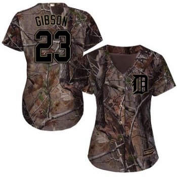 Detroit Tigers #23 Kirk Gibson Camo Realtree Collection Cool Base Women's Stitched Baseball Jersey