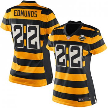 Nike Steelers #22 Terrell Edmunds Yellow Black Alternate Women's Stitched NFL Elite Jersey