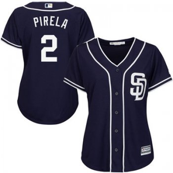 San Diego Padres #2 Jose Pirela Navy Blue Alternate Women's Stitched Baseball Jersey