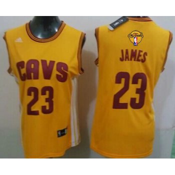 Women's Cleveland Cavaliers #23 LeBron James Yellow 2016 The NBA Finals Patch Jersey