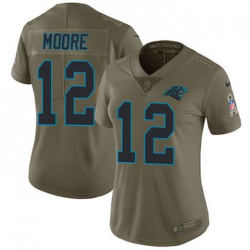 Nike Panthers #12 DJ Moore Olive Women's Stitched NFL Limited 2017 Salute to Service Jersey