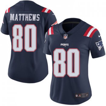 Nike Patriots #80 Jordan Matthews Navy Blue Women's Stitched NFL Limited Rush Jersey