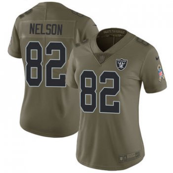 Nike Raiders #82 Jordy Nelson Olive Women's Stitched NFL Limited 2017 Salute