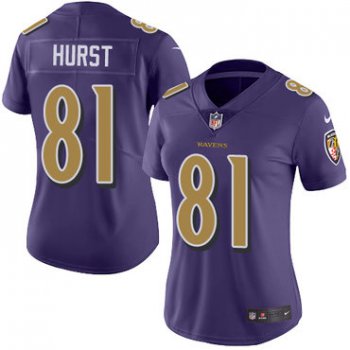 Nike Ravens #81 Hayden Hurst Purple Women's Stitched NFL Limited Rush Jersey