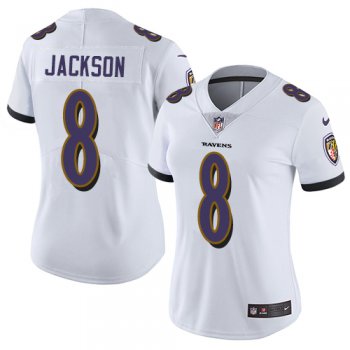 Nike Ravens #8 Lamar Jackson White Women's Stitched NFL Vapor Untouchable Limited Jersey