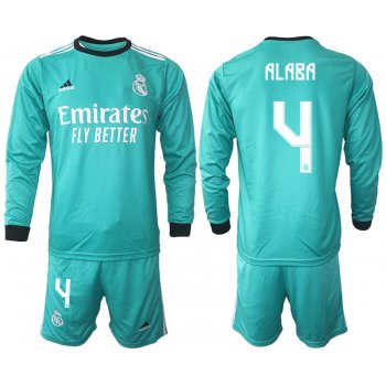 Men 2021-2022 Club Atletico Madrid second away blue Long Sleeve 4 Soccer Jerseys