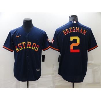 Men's Houston Astros #2 Alex Bregman Navy Blue Rainbow Stitched MLB Cool Base Nike Jersey