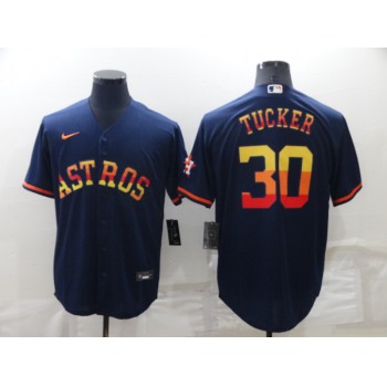 Men's Houston Astros #30 Kyle Tucker Navy Blue Rainbow Stitched MLB Cool Base Nike Jersey