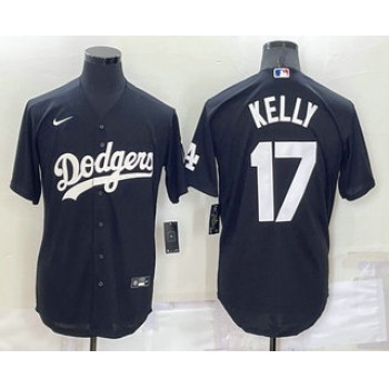 Men's Los Angeles Dodgers #17 Joe Kelly Black Turn Back The Clock Stitched Cool Base Jersey