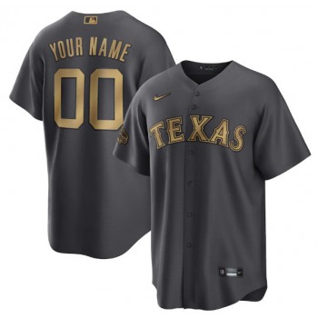 Men's Texas Rangers Active Player Custom Charcoal 2022 All-Star Cool Base Stitched Baseball Jersey