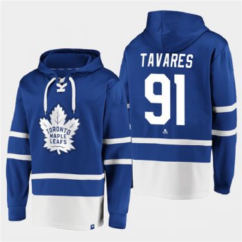 Men's Toronto Maple Leafs #91 John Tavares Blue All Stitched Sweatshirt Hoodie