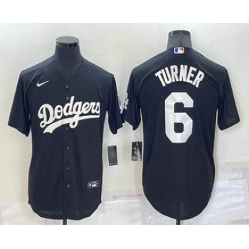 Men's Los Angeles Dodgers #6 Trea Turner Black Turn Back The Clock Stitched Cool Base Jersey