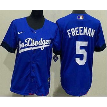 Women's Los Angeles Dodgers #5 Freddie Freeman Blue City Cool Base Jersey
