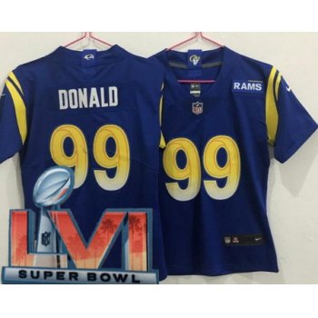 Women's Los Angeles Rams #99 Aaron Donald Limited Royal 2022 Super Bowl LVI Bound Vapor Jersey