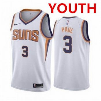 Youth phoenix suns #3 chris paul 2020-21 association edition white jersey