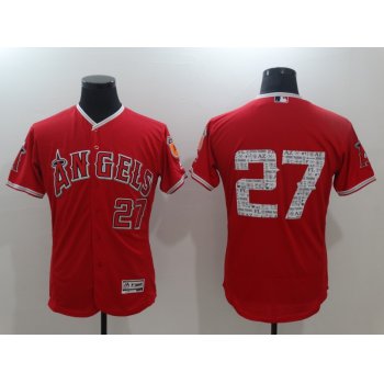 Men's Los Angeles Angels #27 Mike Trout Red Flex Base Stitched Baseball Jersey