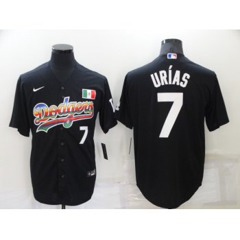 Men's Los Angeles Dodgers #7 Julio Urias Black Stitched MLB Cool Base Nike Fashion Jersey