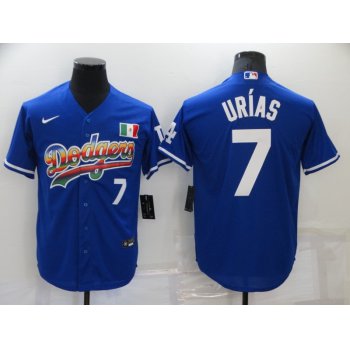 Men's Los Angeles Dodgers #7 Julio Urias Blue Stitched MLB Cool Base Nike Fashion Jersey