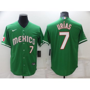 Men's Los Angeles Dodgers #7 Julio Urias Green 2021 Mexican Heritage Stitched Baseball Jersey