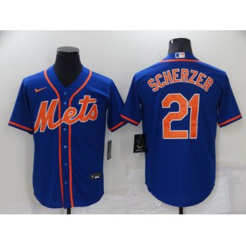 Men's New York Mets #21 Max Scherzer Blue Stitched MLB Cool Base Nike Jersey