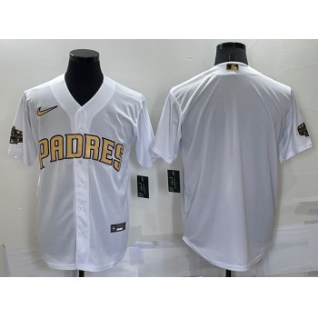 Men's San Diego Padres Blank White 2022 All Star Stitched Cool Base Nike Jersey