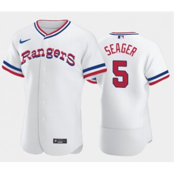 Men's Texas Rangers #5 Corey Seager White Throwback Stitched Flex Base Nike Jersey