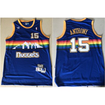 Denver Nuggets #15 Carmelo Anthony Blue Rainbow Swingman Throwback Jersey