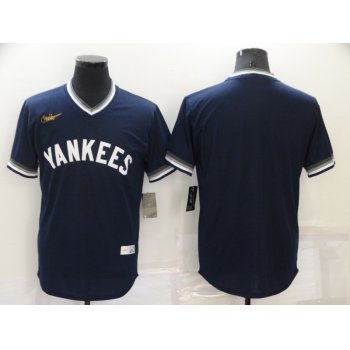 Men's New York Yankees Blank Navy Blue Cooperstown Collection Stitched MLB Throwback Jersey