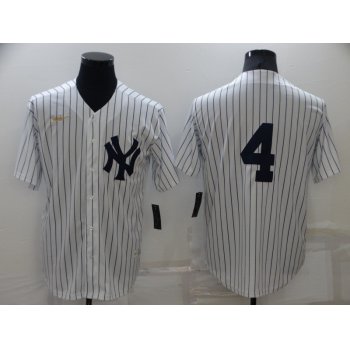 Men's New York Yankees #4 Lou Gehrig No Name White Throwback Stitched MLB Cool Base Nike Jersey