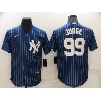 Men's New York Yankees #99 Aaron Judge Navy Blue Pinstripe Stitched MLB Cool Base Nike Jersey