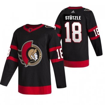 Men's Ottawa Senators #18 Tim Stutzle Black Adidas 2020-21 Player Away New 2D Jersey