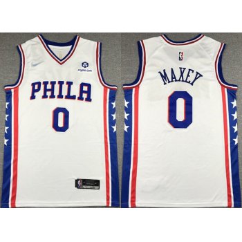 Men's Philadelphia 76ers Tyrese Maxey White 75th Anniversary Association Edition Swingman Stitched Jersey