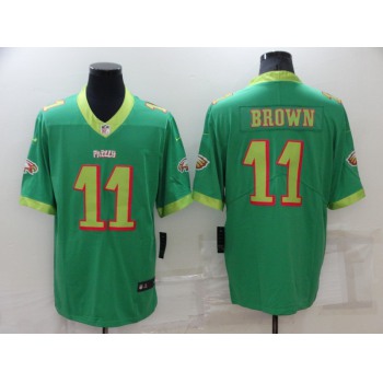 Men's Philadelphia Eagles #11 A. J. Brown Green City Edition Limited Stitched Jersey
