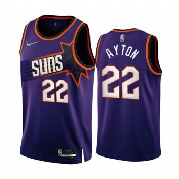 Men's Phoenix Suns #22 Deandre Ayton 2022-23 Purple 75th Anniversary Icon Edition Stitched Jersey