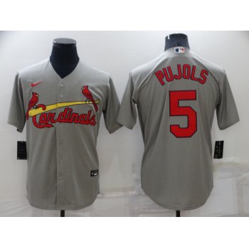 Men's St Louis Cardinals #5 Albert Pujols Grey Stitched MLB Cool Base Nike Jersey
