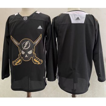 Men's Tampa Bay Lightning Blank Black Pirate Themed Warmup Authentic Jersey