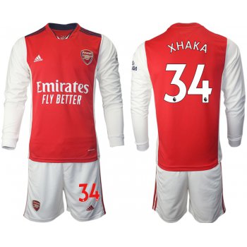 Men 2021-2022 Club Arsenal home red Long Sleeve 34 Soccer Jersey