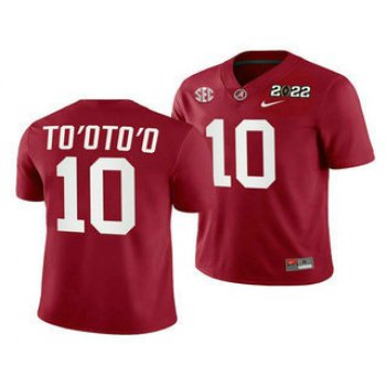 Men's Alabama Crimson Tide #10 Henry TooToo 2022 Patch Red College Football Stitched Jersey