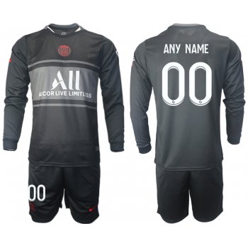 Men 2021-2022 Club Paris St German Second away black Long Sleeve customized Soccer Jersey