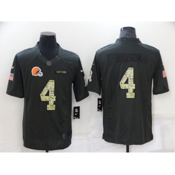 Men's Cleveland Browns #4 Deshaun Watson Black Salute to Service Limited Stitched Jersey
