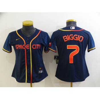 Women's Houston Astros #7 Craig Biggio 2022 Navy Blue City Connect Cool Base Stitched Jersey
