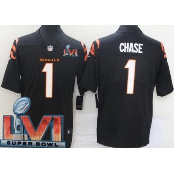 Men's Cincinnati Bengals #1 Ja'Marr Chase Limited Black 2022 Super Bowl LVI Bound Vapor Jersey