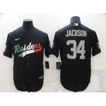 Men's Las Vegas Raiders #34 Bo Jackson Black Mexico Stitched MLB Cool Base Nike Baseball Jersey
