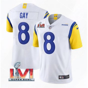 Men's Los Angeles Rams #8 Matt Gay 2022 White Super Bowl LVI Vapor Limited Stitched Jersey
